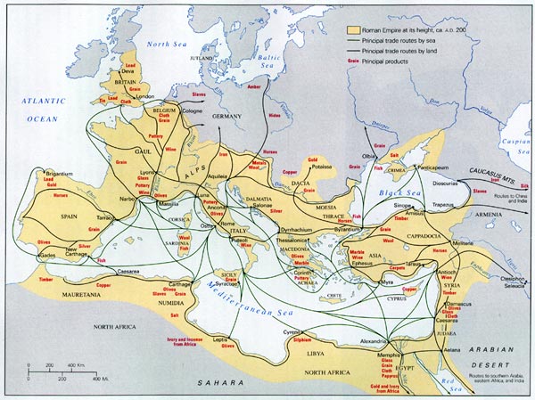 Map of Roman World, 200 C.E.